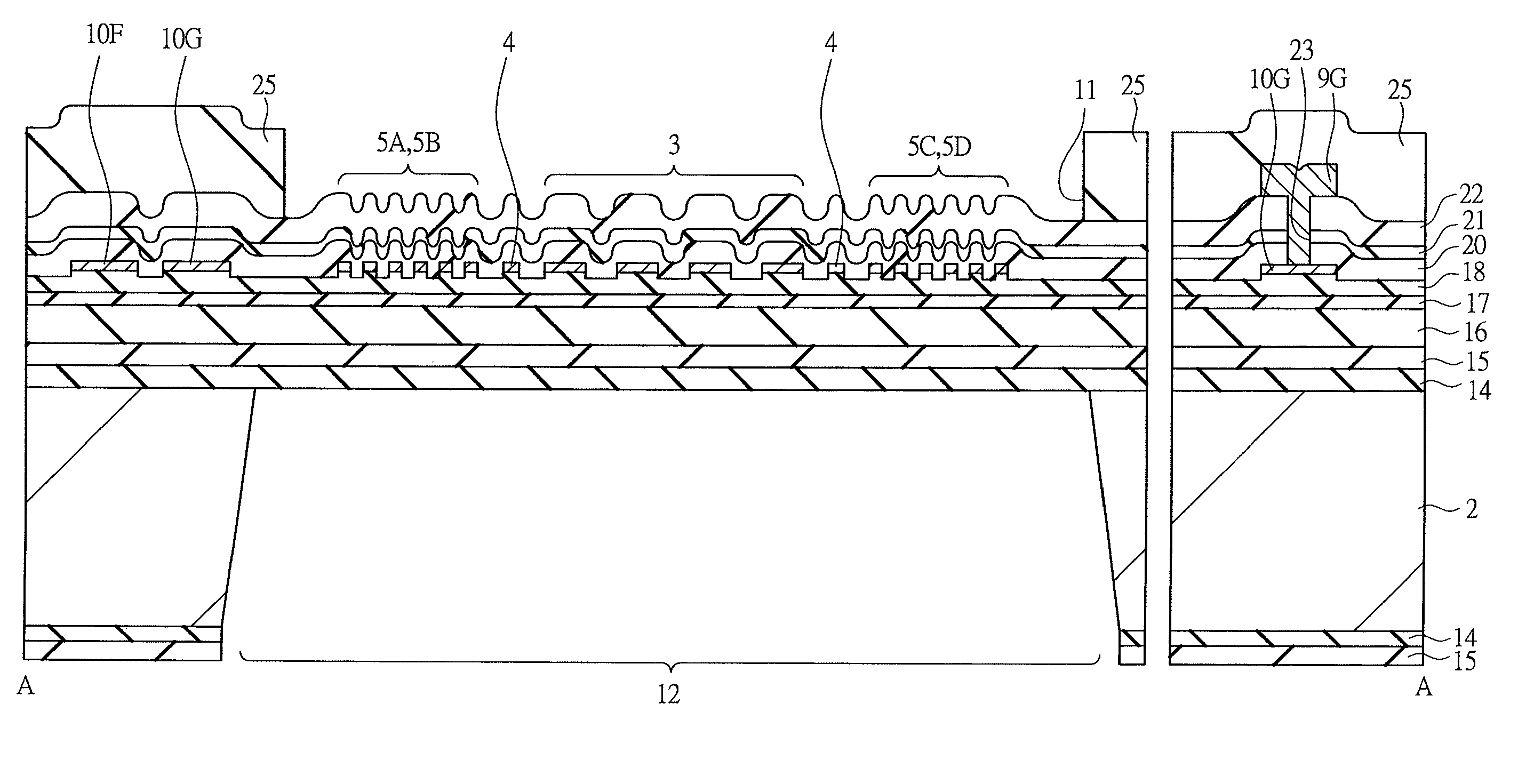 Thermal fluid flow sensor having stacked insulating films above and below heater and temperature-measuring resistive elements