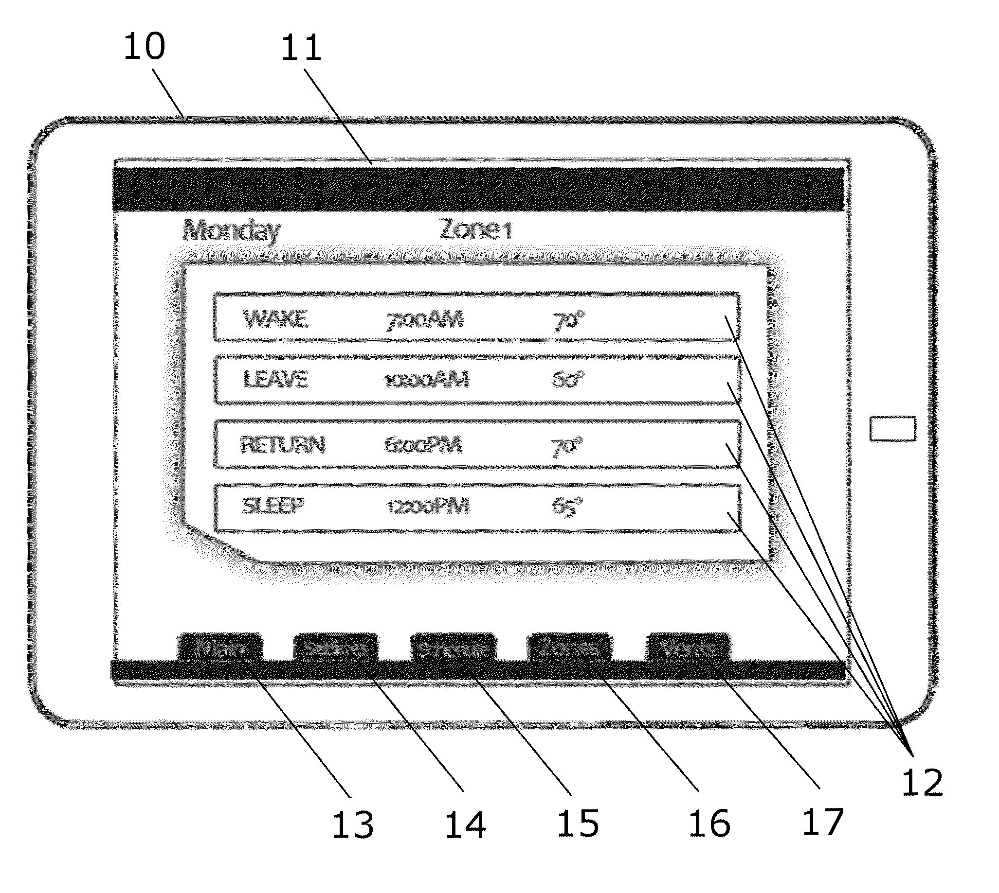 Programmable thermostat for a room