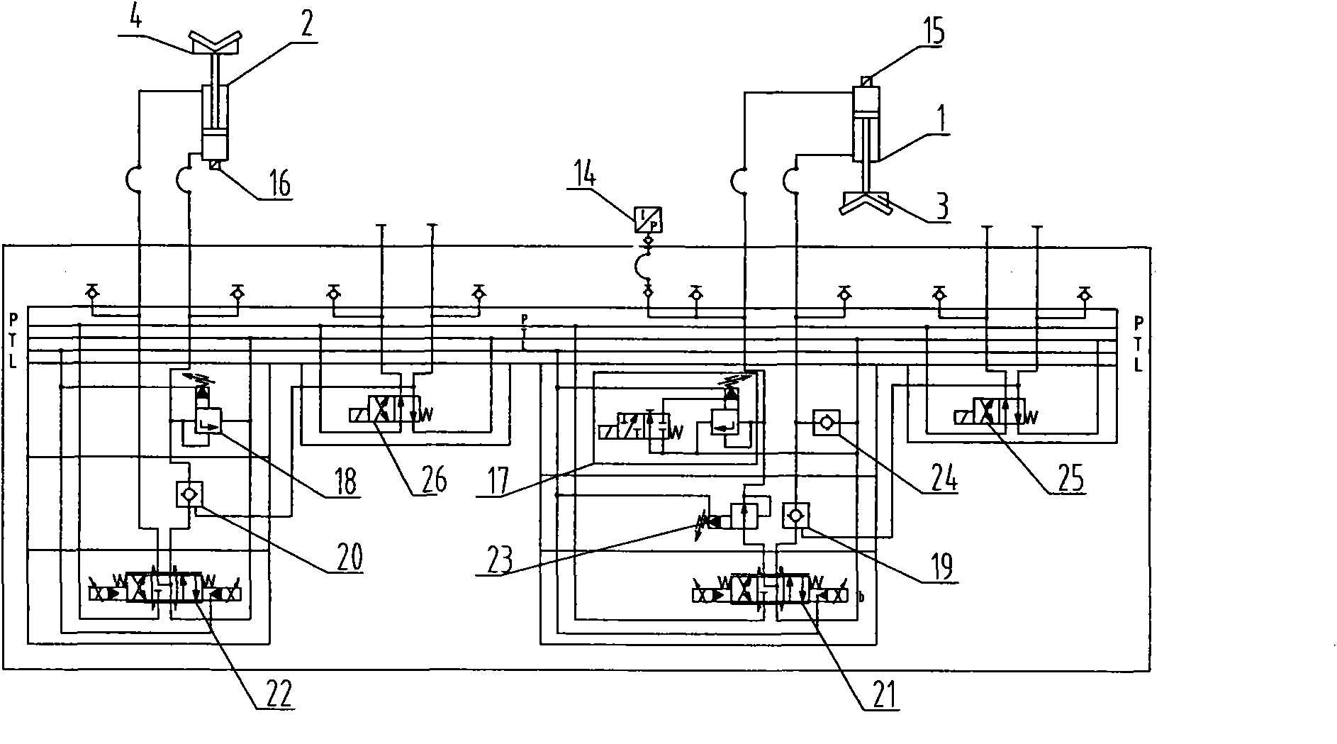 Hydraulic control system of steel tube clamping device in hydraulic pressure test tube machine