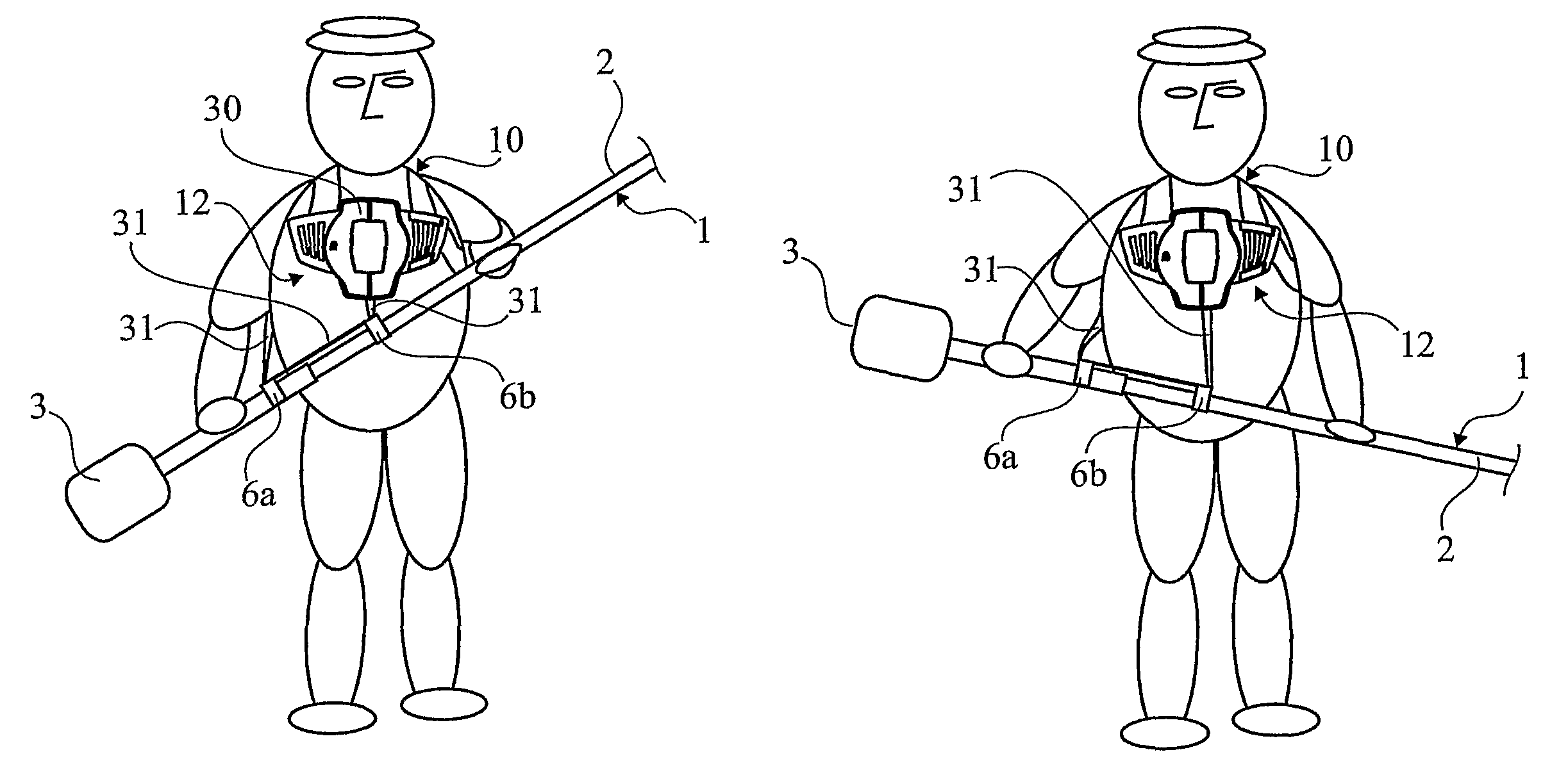 Harness for power tool having a pole