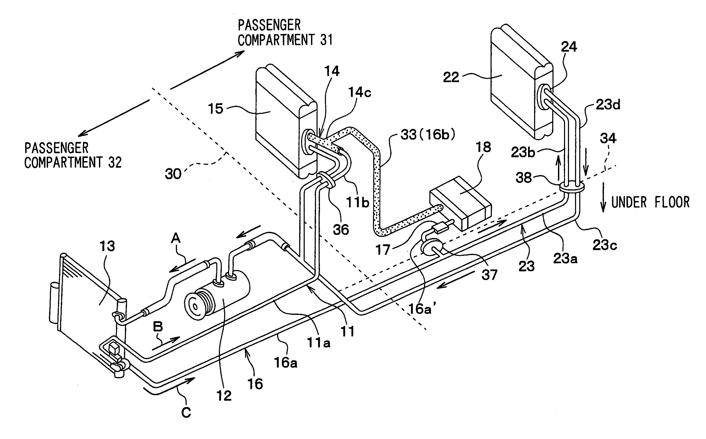 Refrigerant cycle device for vehicle