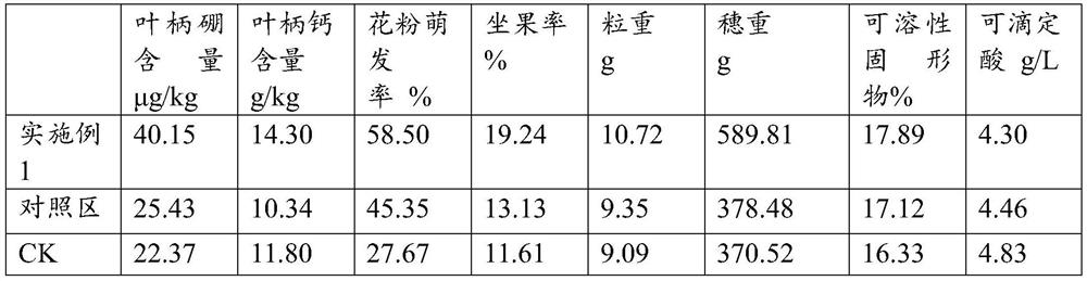 Leaf surface application method for supplementing boron and calcium elements to grapes