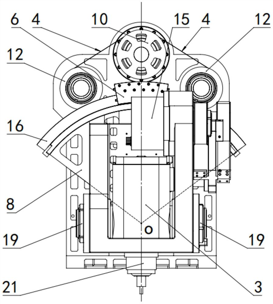 A steel belt drive swing head structure