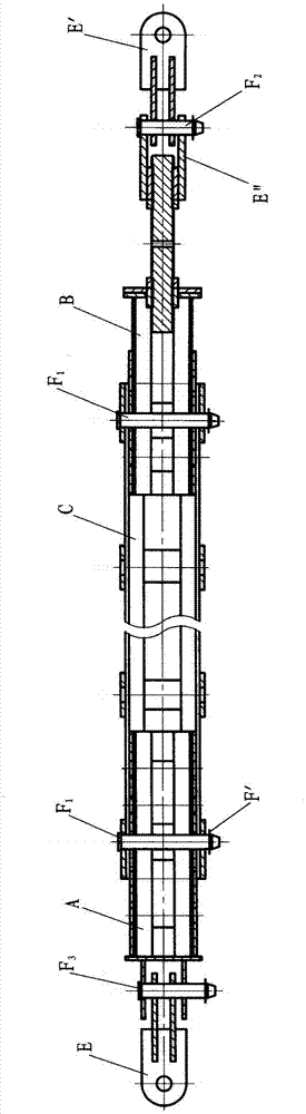 Modular combined-type tower crane attached bar with extensive stepless adjustment-type length