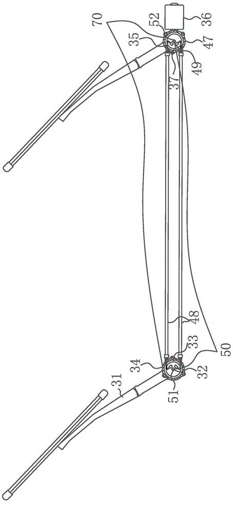 Three-scraping-piece flexible wall round hole internal-supported wire wheel type windscreen wiper