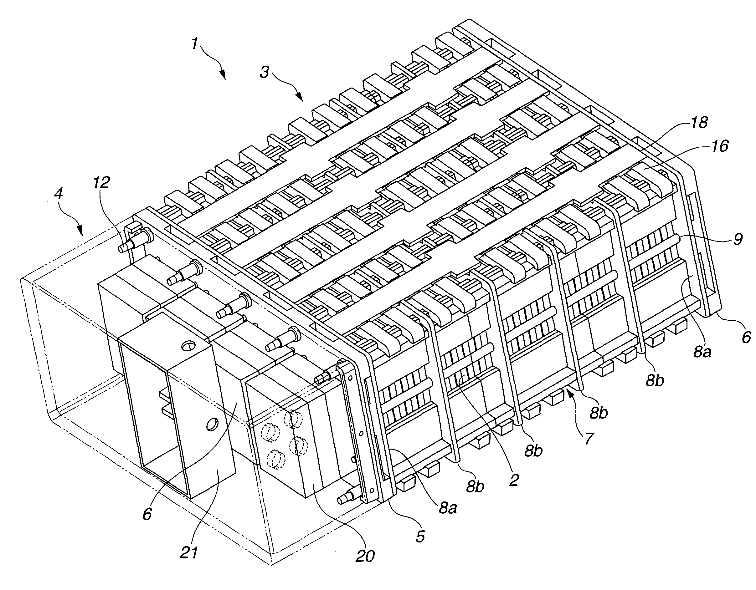 Packaging structure of electric storage cells