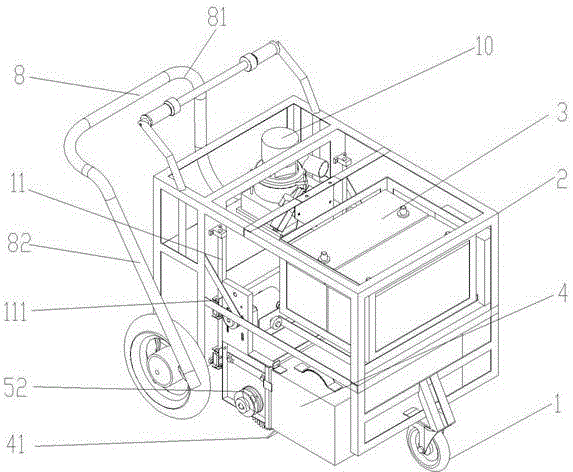 Hand-push type electric non-motor vehicle lane ground cleaning machine