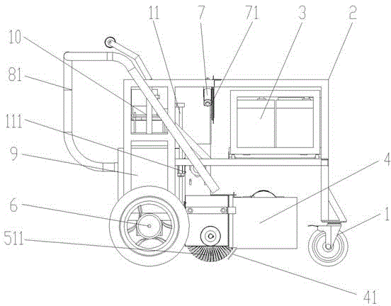 Hand-push type electric non-motor vehicle lane ground cleaning machine