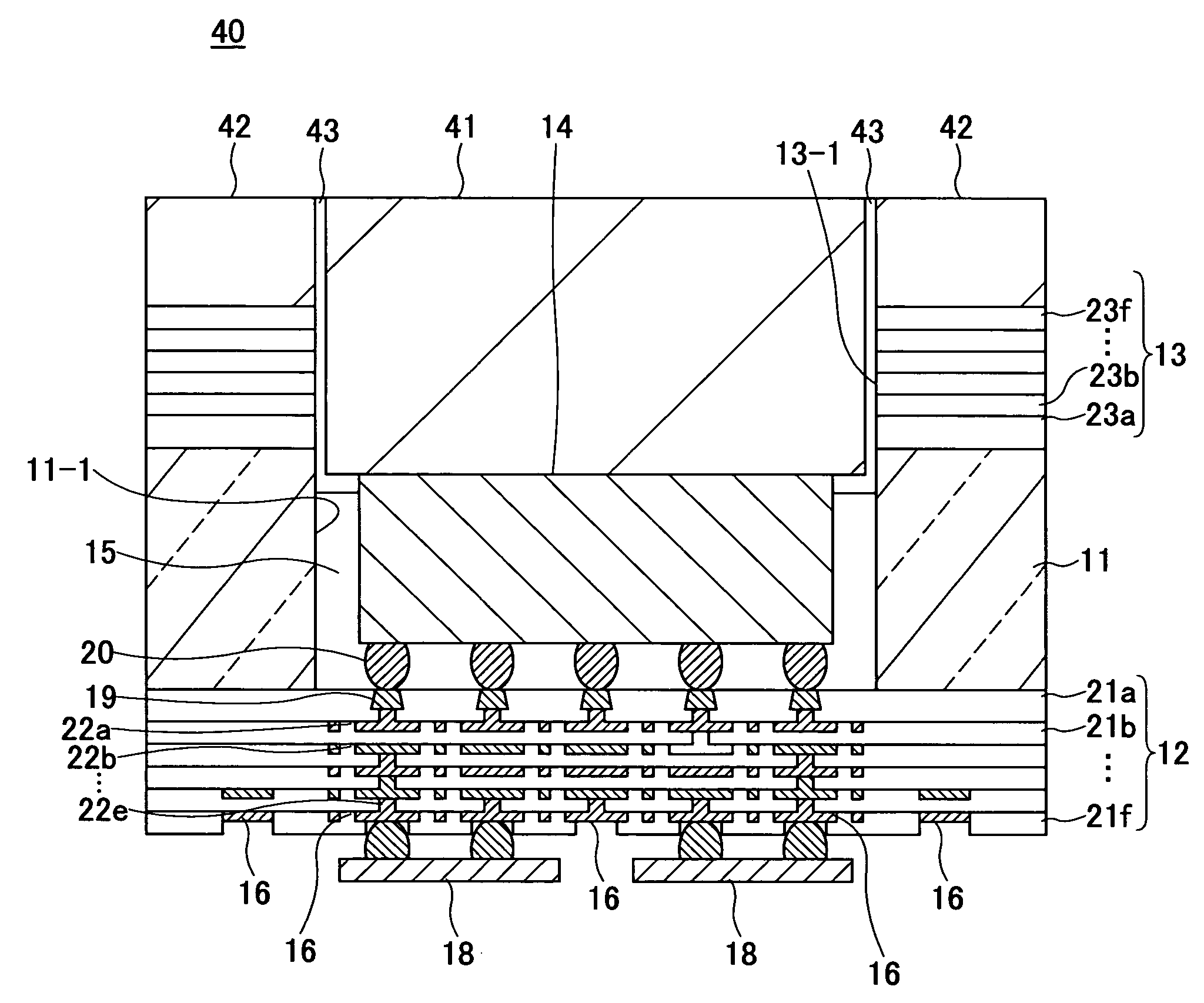 Semiconductor device having multilayer printed wiring board