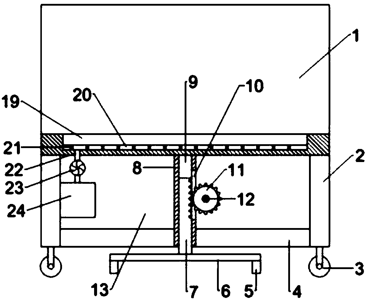 Mobile English teaching blackboard with dust collection function