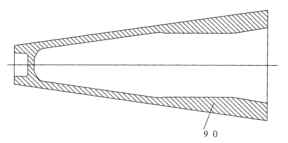 Extrusion moulding combined mould of large long-cone horn cylinder member