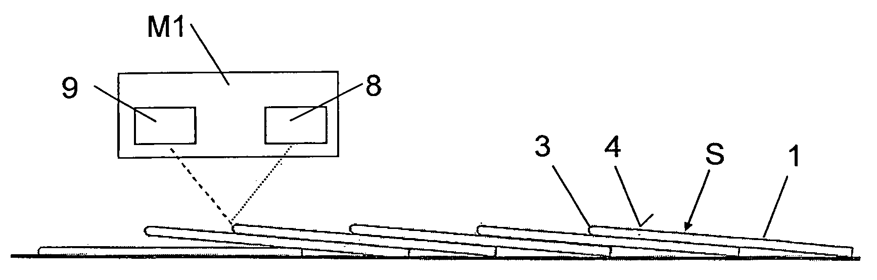 Device for counting printed products of an imbricated stream of products