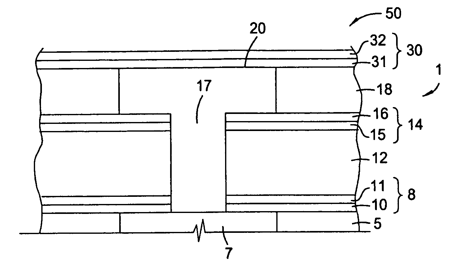 Bi-layer approach for a hermetic low dielectric constant layer for barrier applications