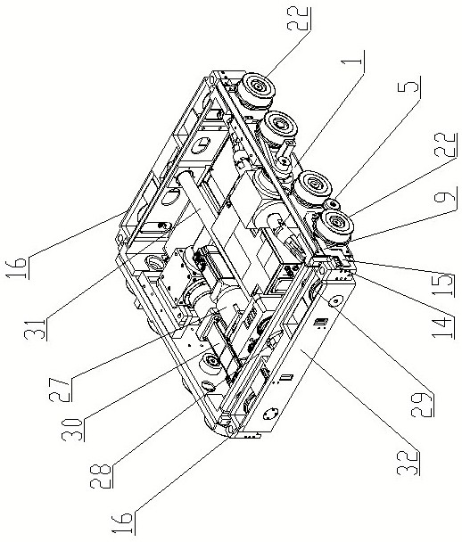 Follow-up walking accurate distance measuring and positioning device for four-way shuttle vehicle