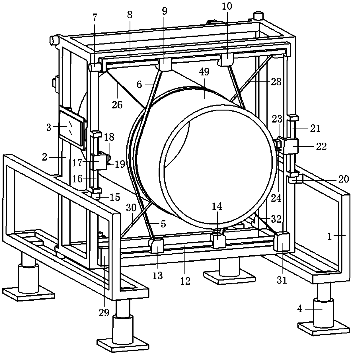 On-line monitoring device for diameter and roundness of expanded pipeline