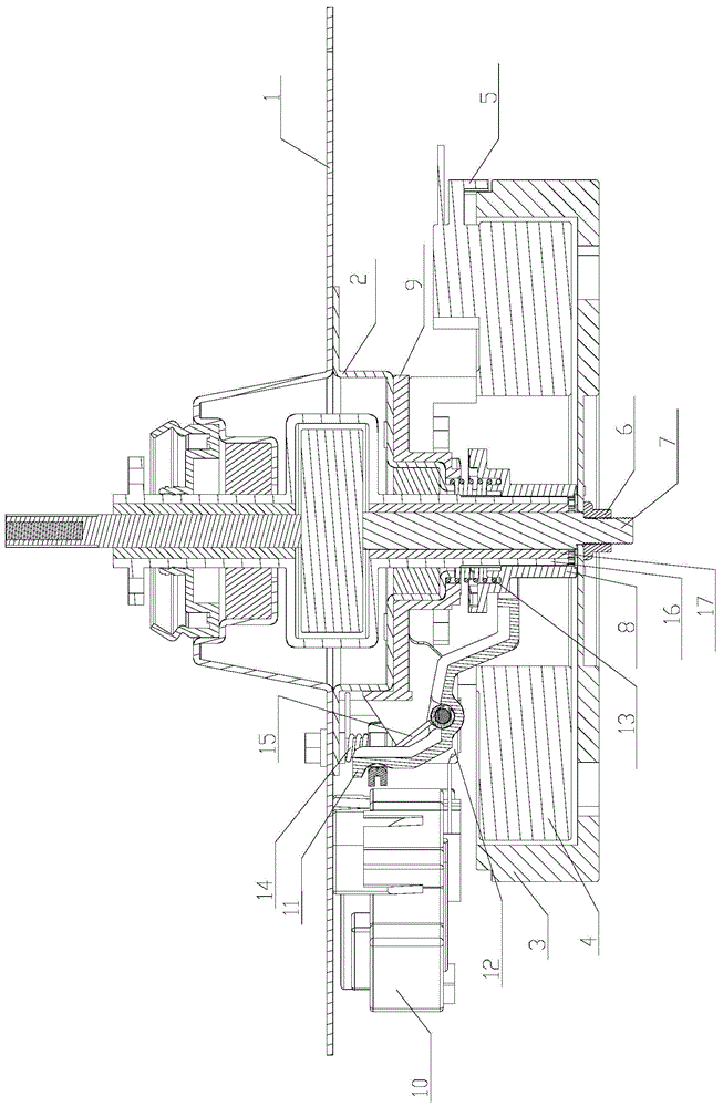 Efficient variable frequency motor speed reduction and clutch device and washing machine