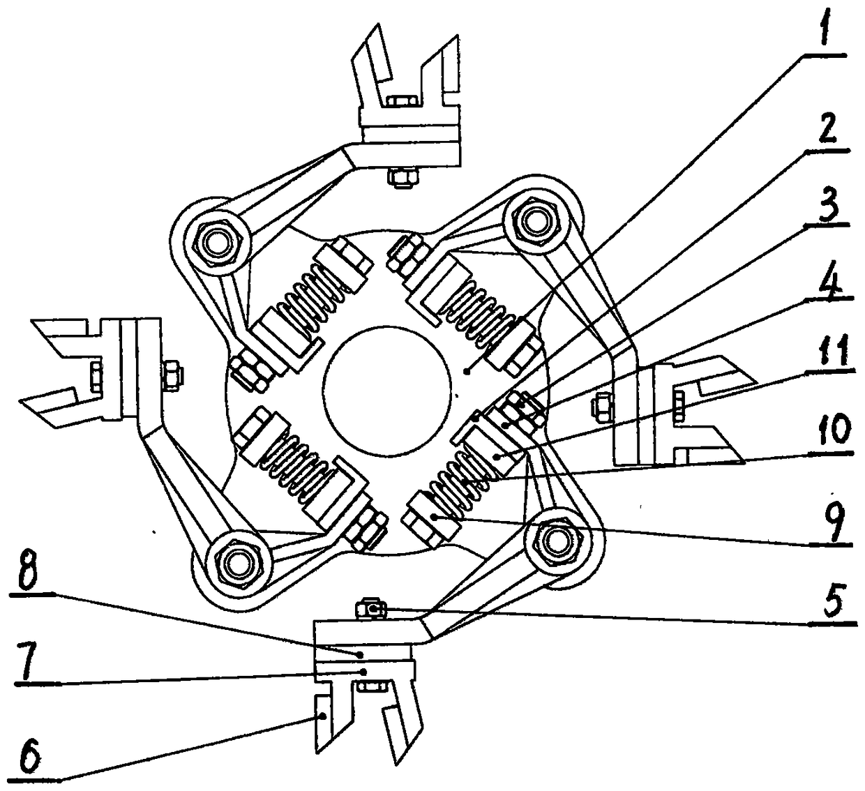 Combined cutter head for rotary milling and crushing of road ice and snow layers