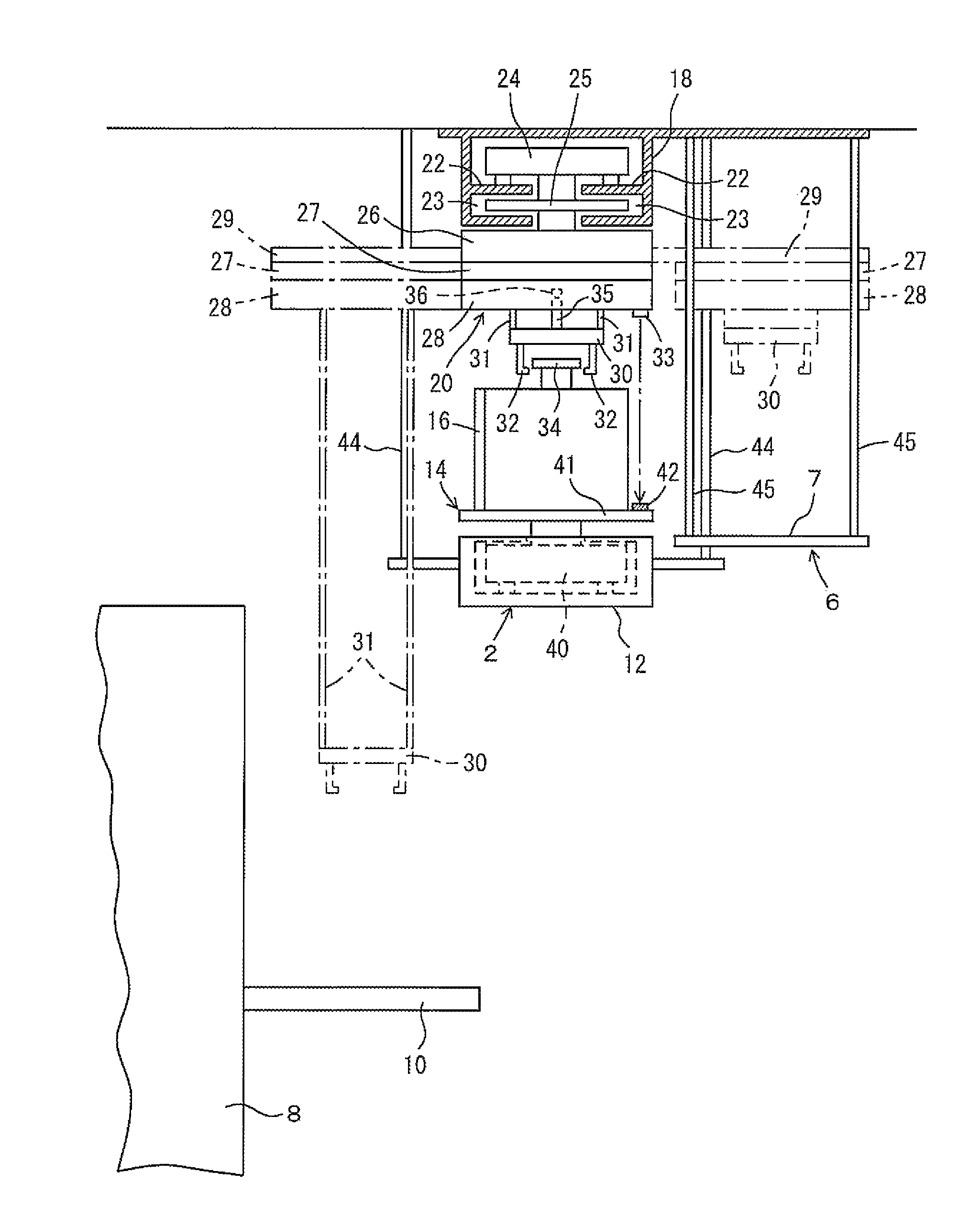 Overhead transportation system and method of transferring article