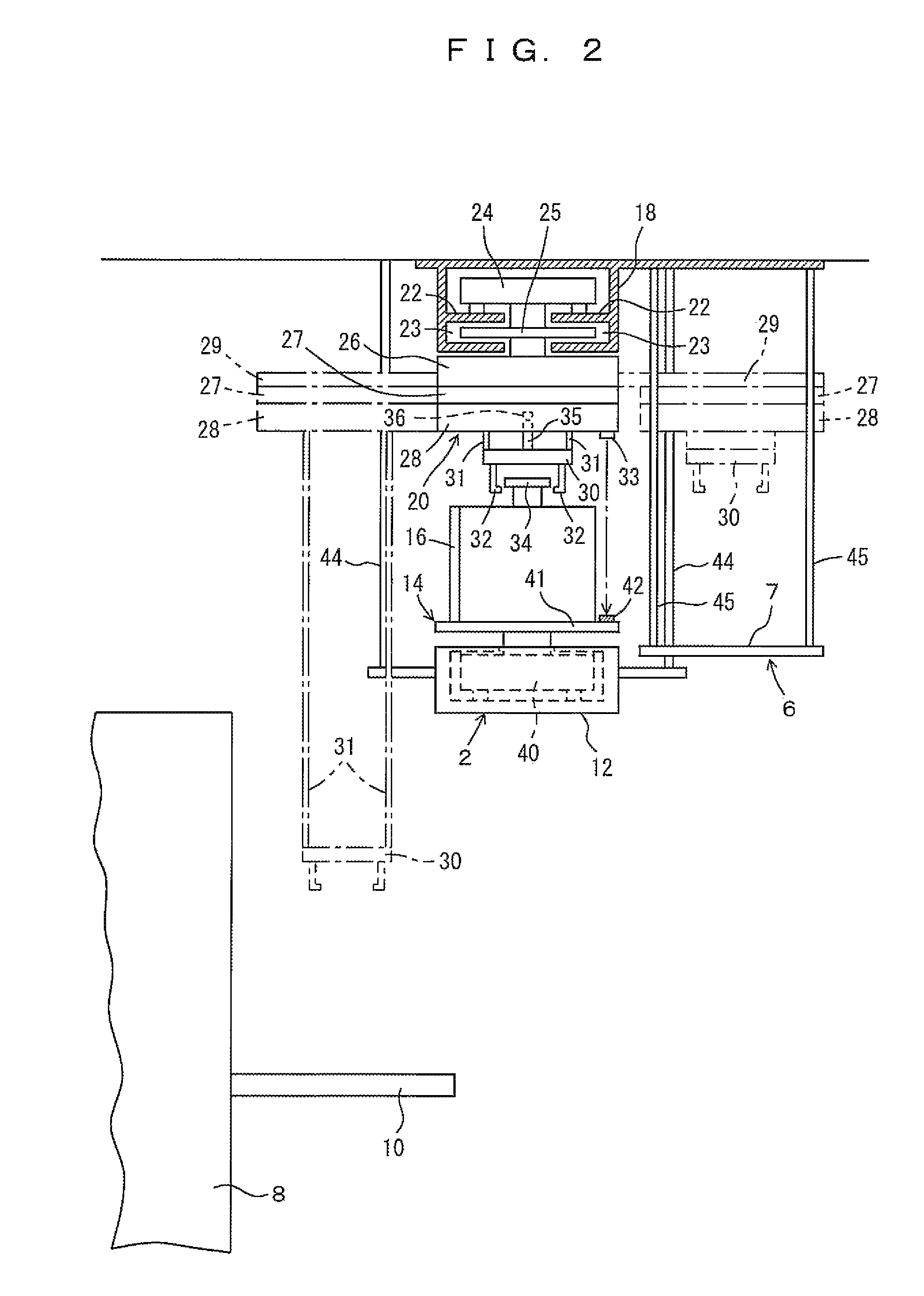 Overhead transportation system and method of transferring article