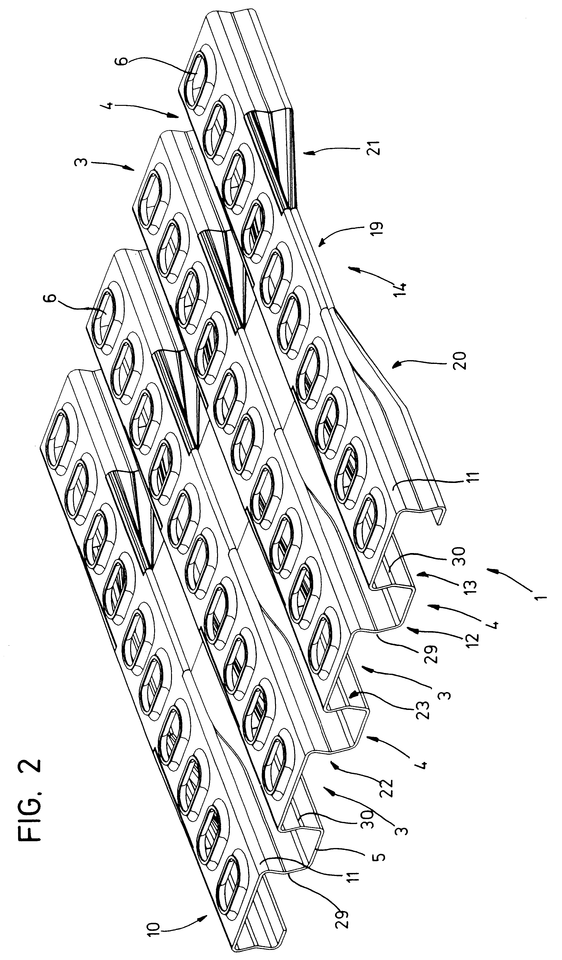 Perforated sheet floorplate element