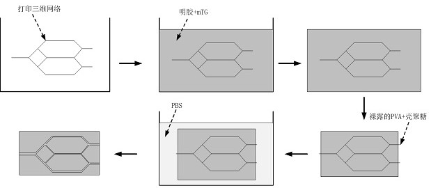 A system and method for constructing a three-dimensional micro-nano-scale prefabricated vascular network of bone tissue