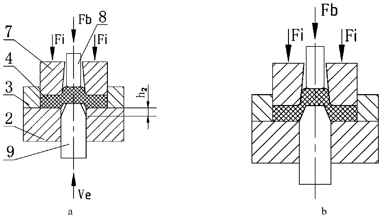 Conical-spout bushing plate integral punching extrusion compound forming die and forming method