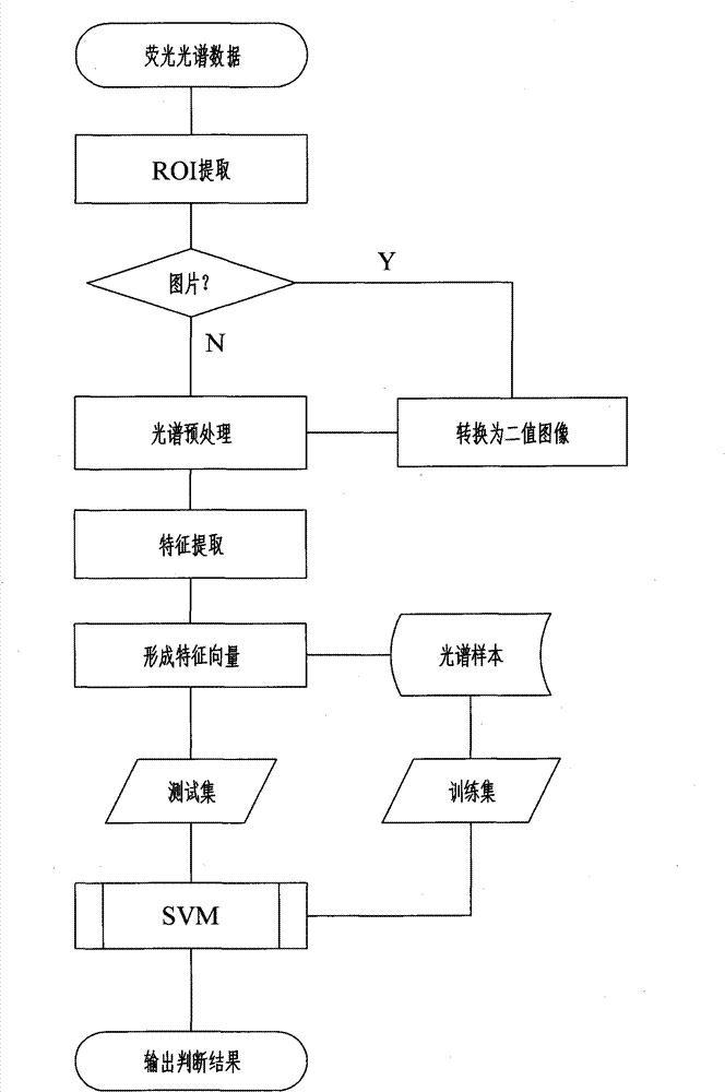 Nonlinear laser fluorescence spectrum real-time identification method