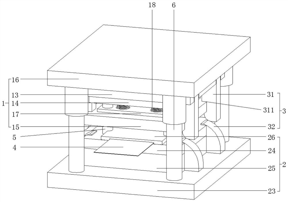 One-time forming die for stamping button surface piece