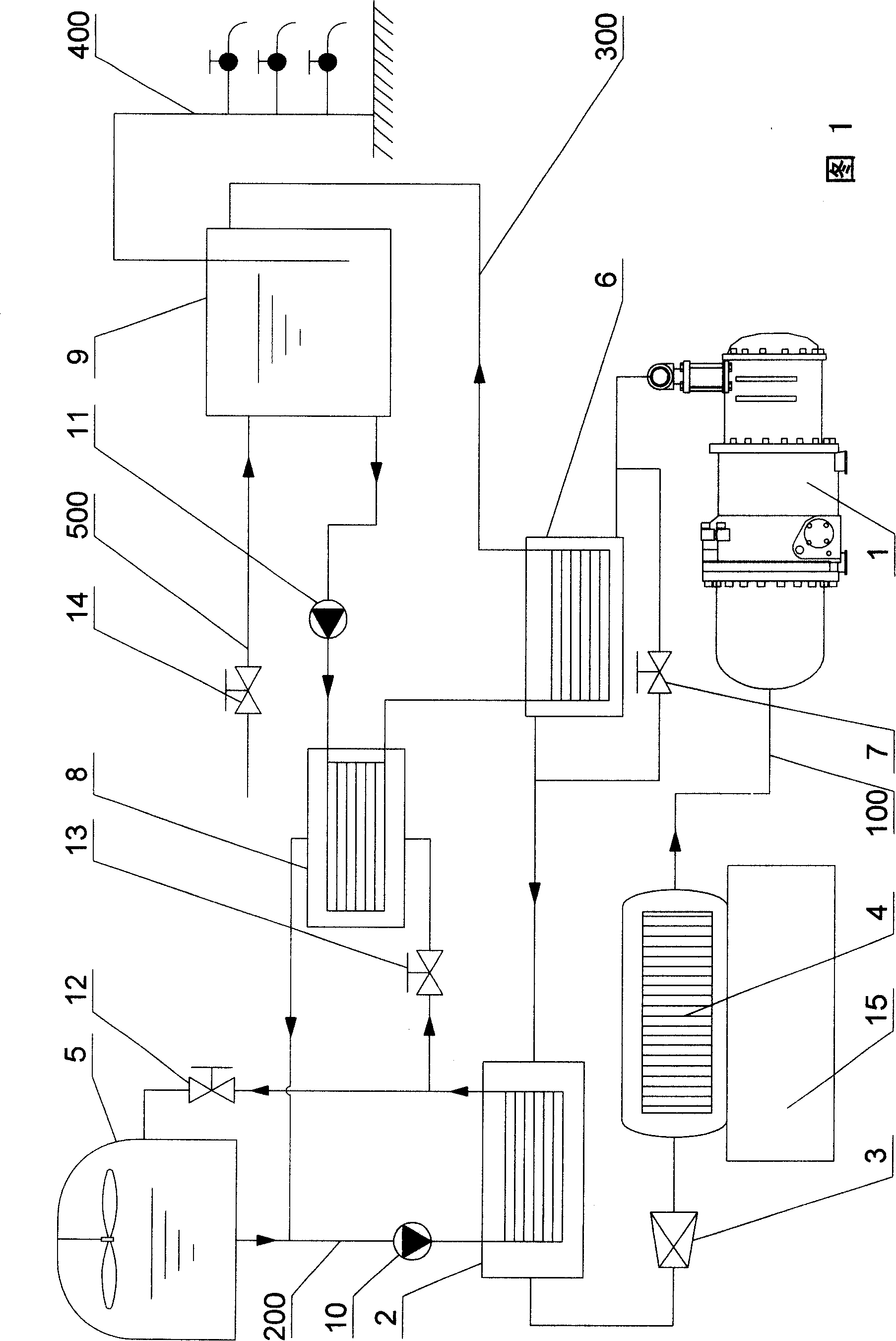 Dynamic ice-storage type cold-hot water energy-saving set