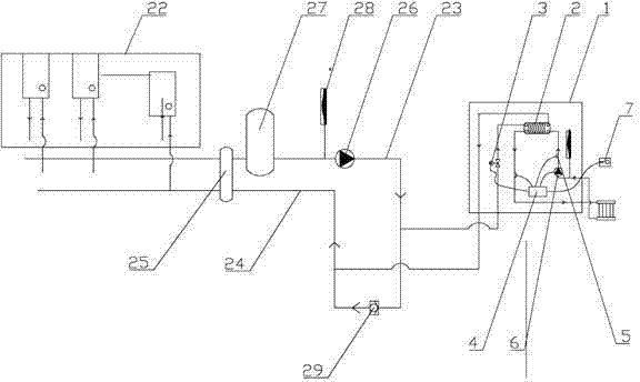 Family splitting control device for central heating of building units and heating system