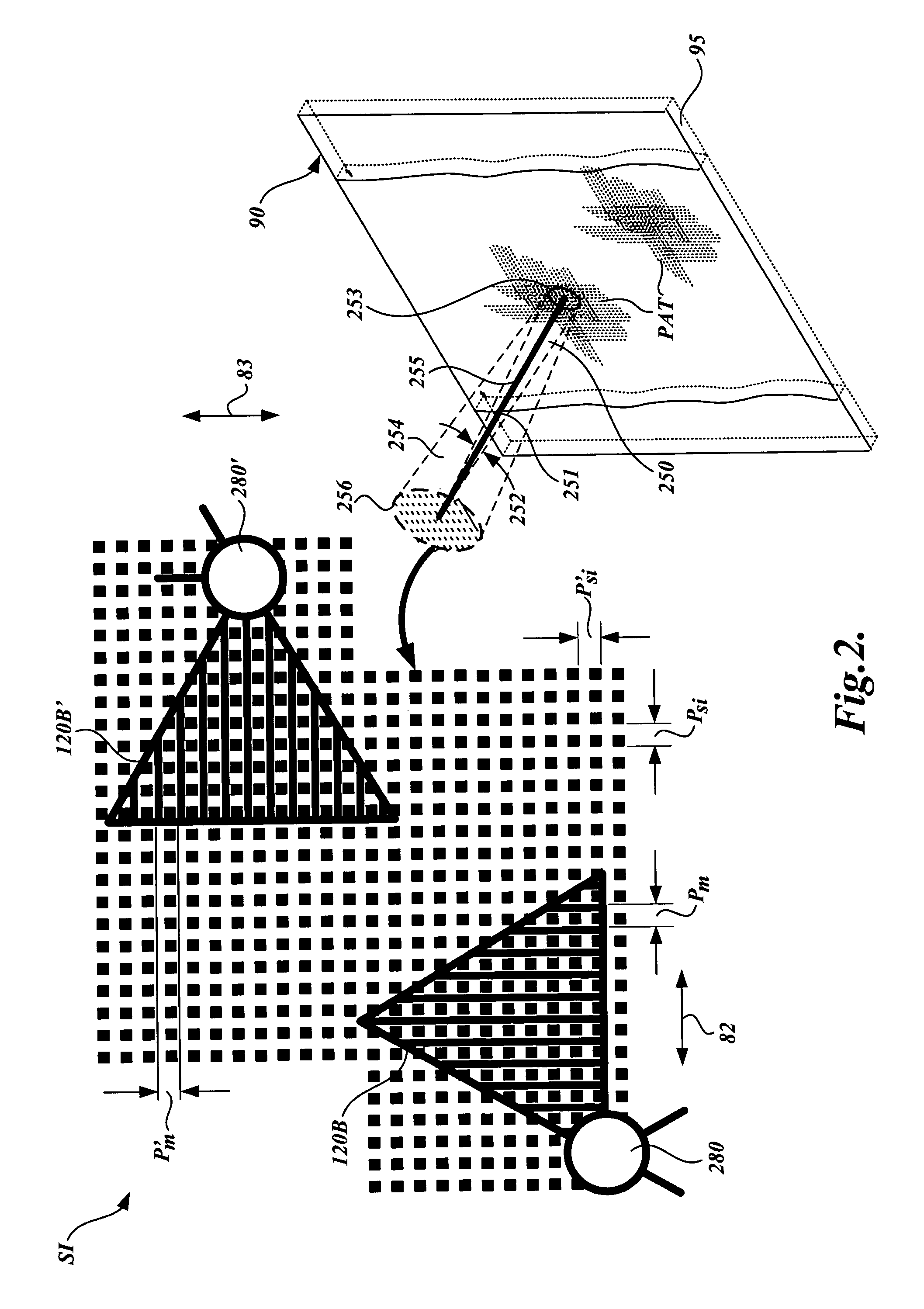 Miniature 2-dimensional encoder readhead using fiber optic receiver channels