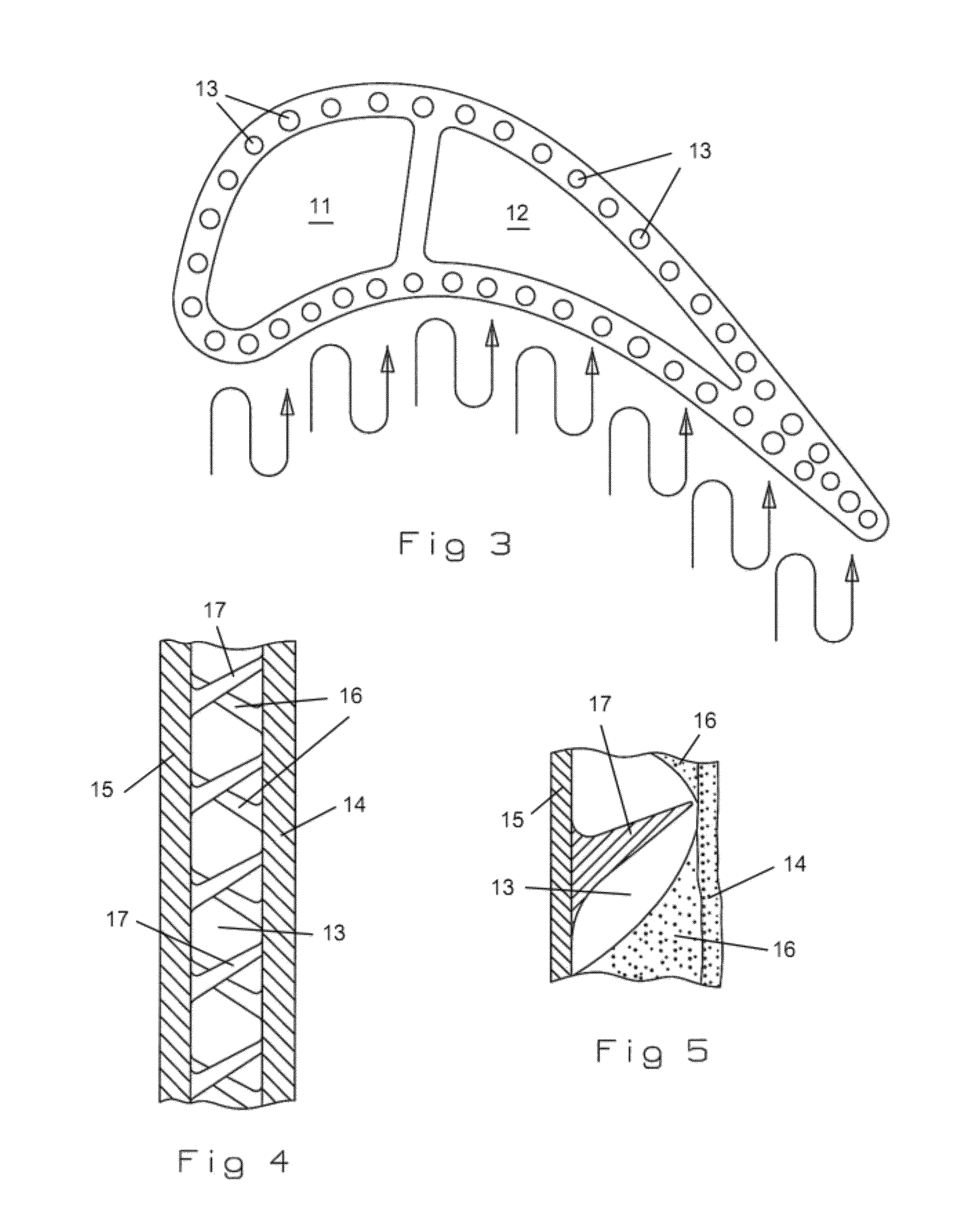 Turbine airfoil with near wall vortex cooling