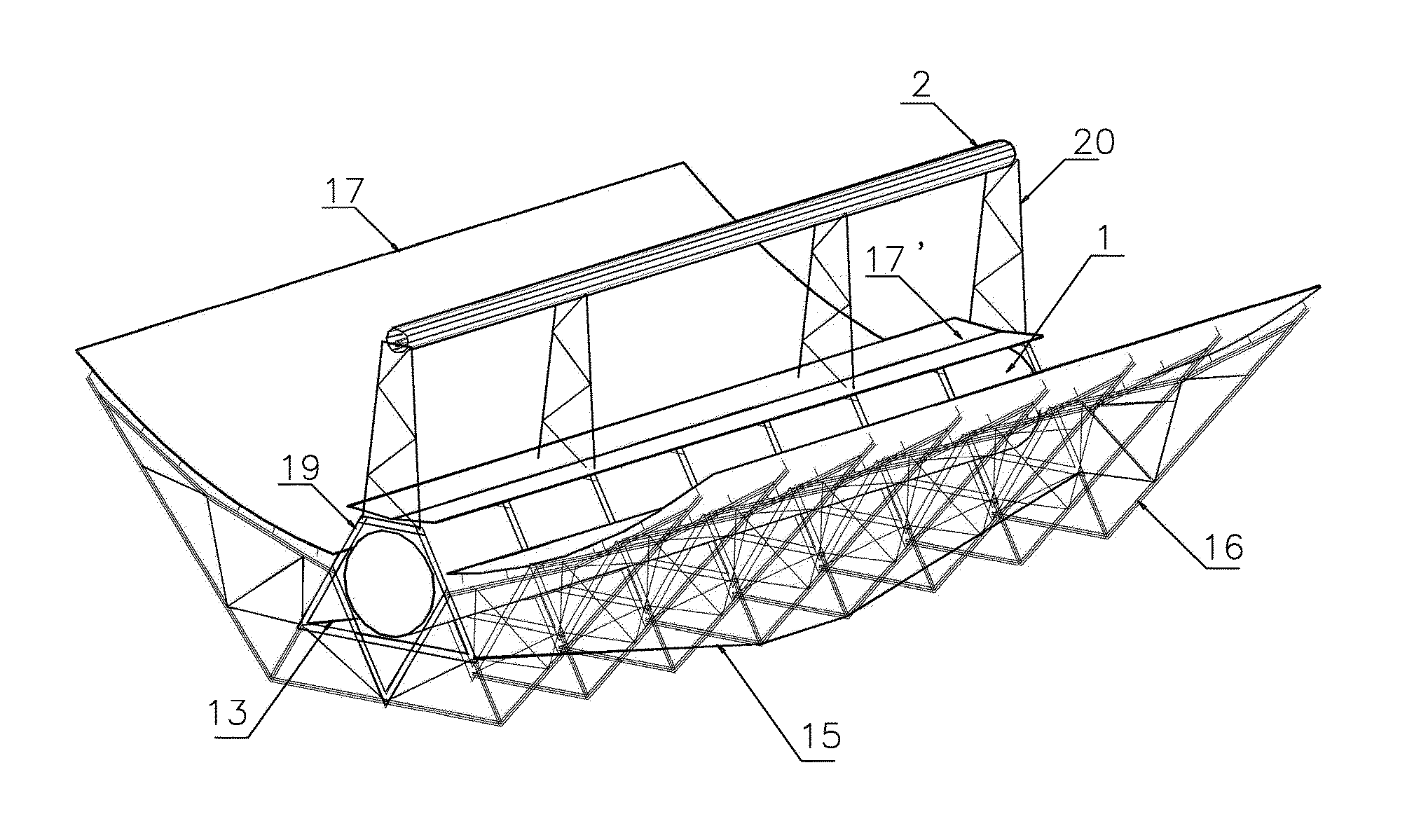 Structure for cylindrical solar collector