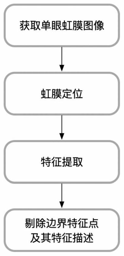 Monocular iris matching method based on feature point reprojection