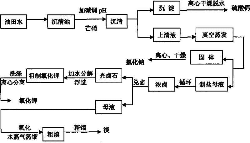 Treatment process for oilfield water comprehensive recovery