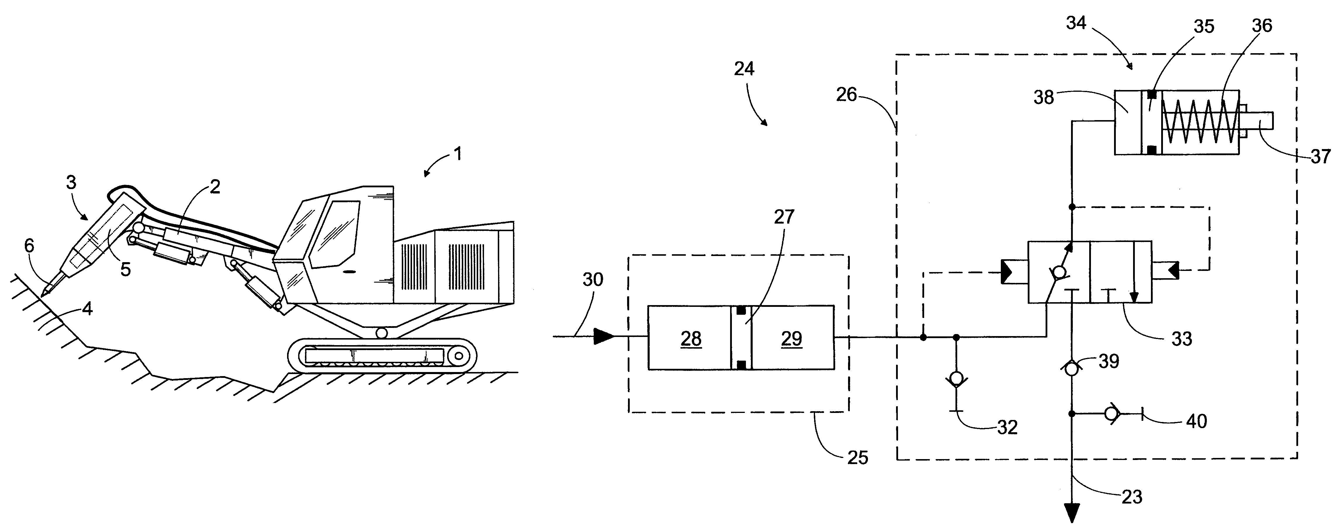 Rock breaking machine and lubricating method