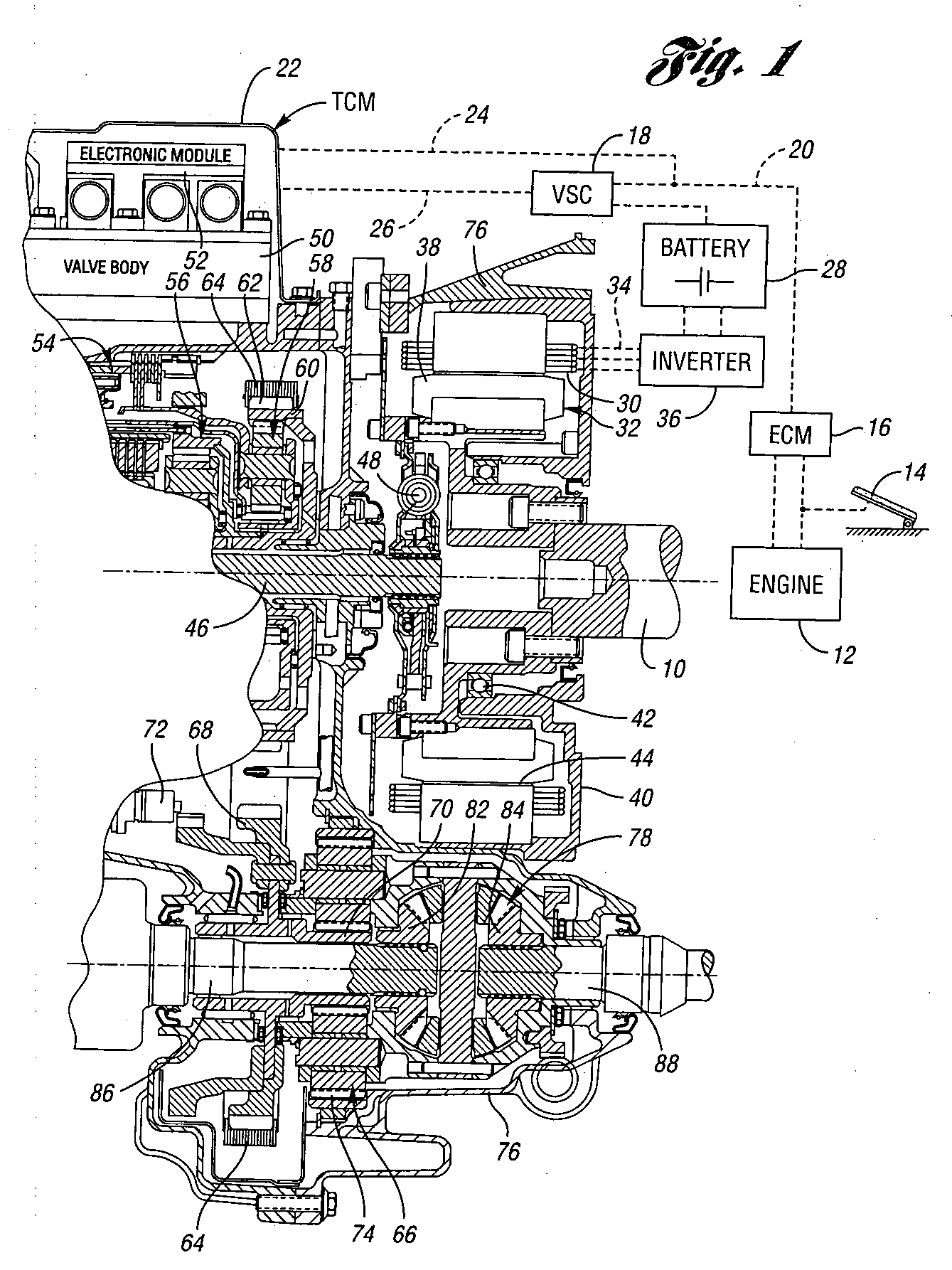 Control of power-on downshifts in a multiple-ratio powertrain for a hybrid vehicle