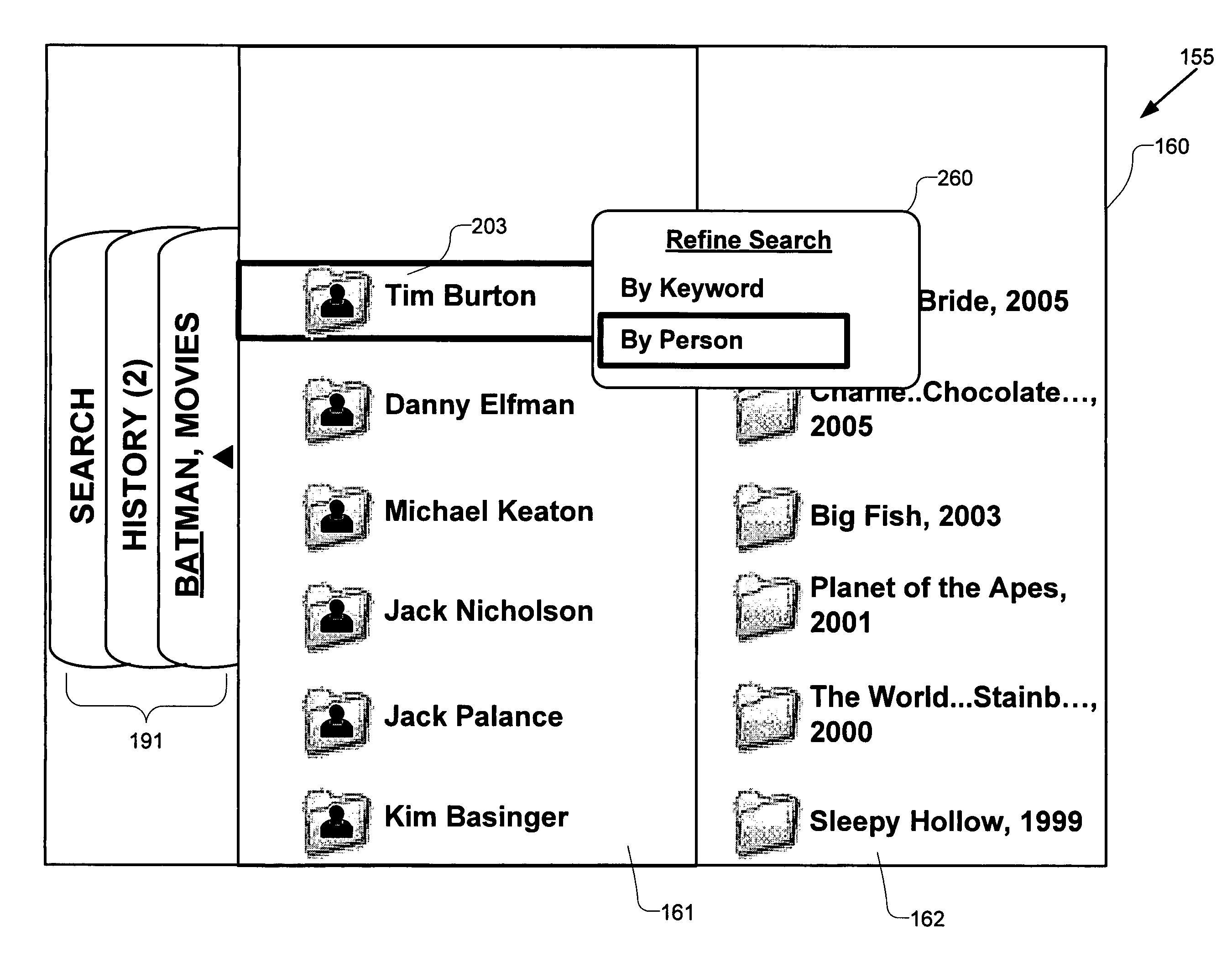 Interactive search graphical user interface systems and methods