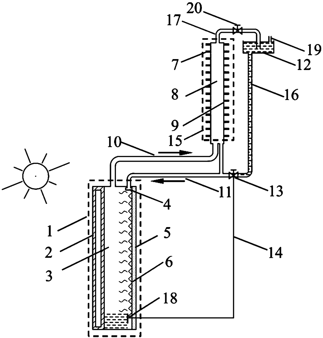 Normal-pressure loop heat pipe type solar heat supply device