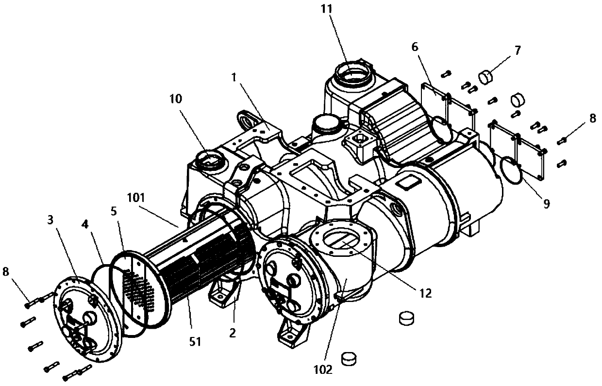 Shell heat exchanger of double-barrel casting