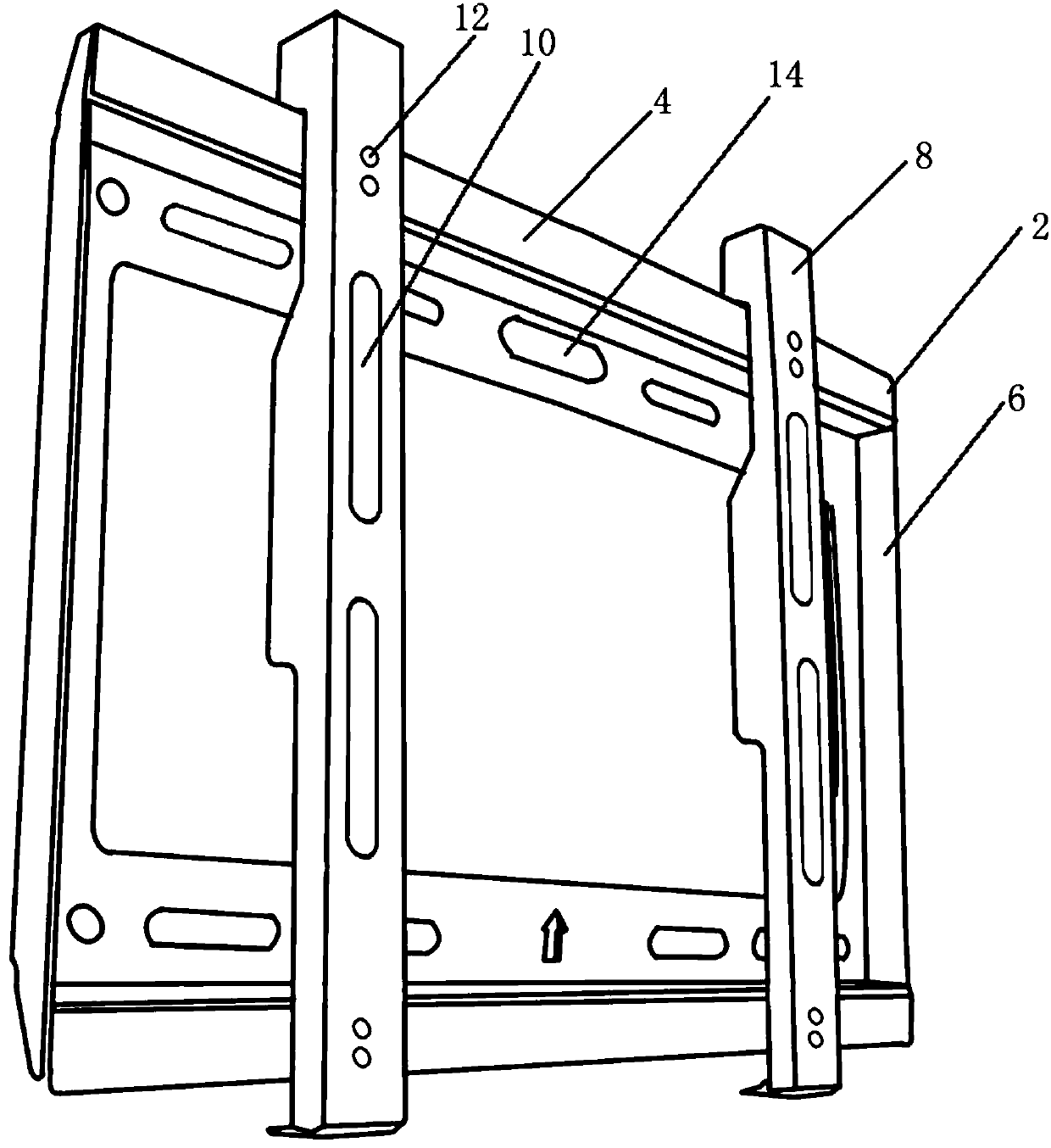 Television wall hanging support with adjustable mounting height