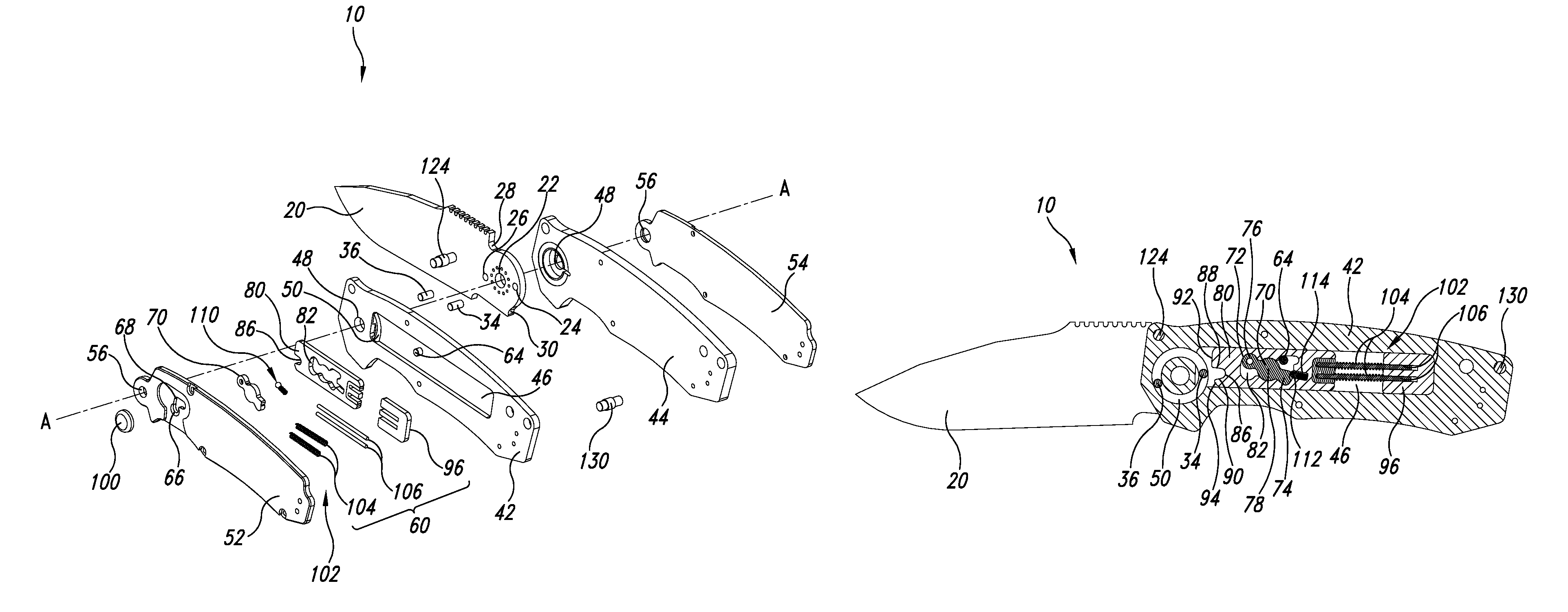 Safety lock mechanism for folding knives