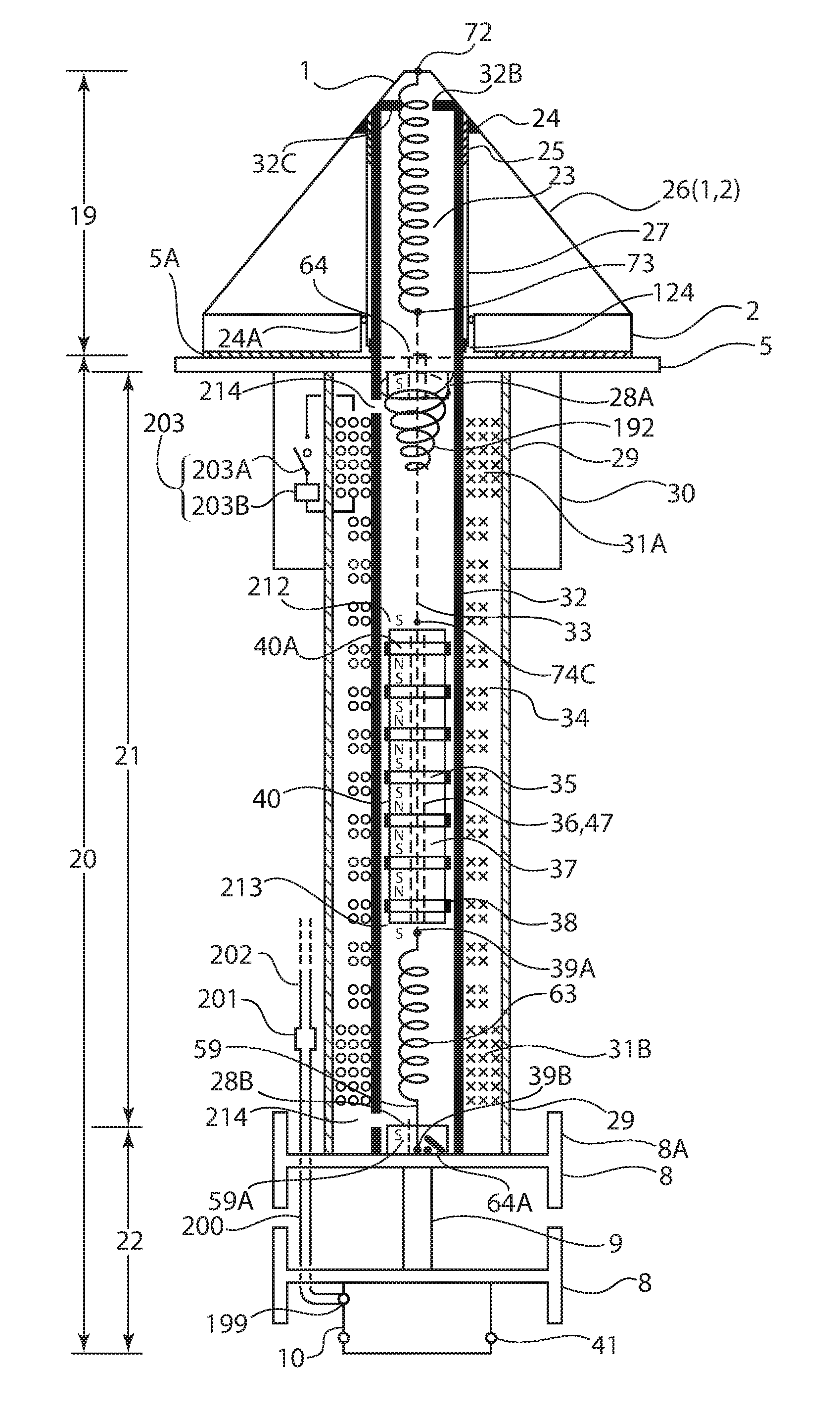 Linear faraday induction generator for the generation of electrical power from ocean wave kinetic energy and arrangements thereof