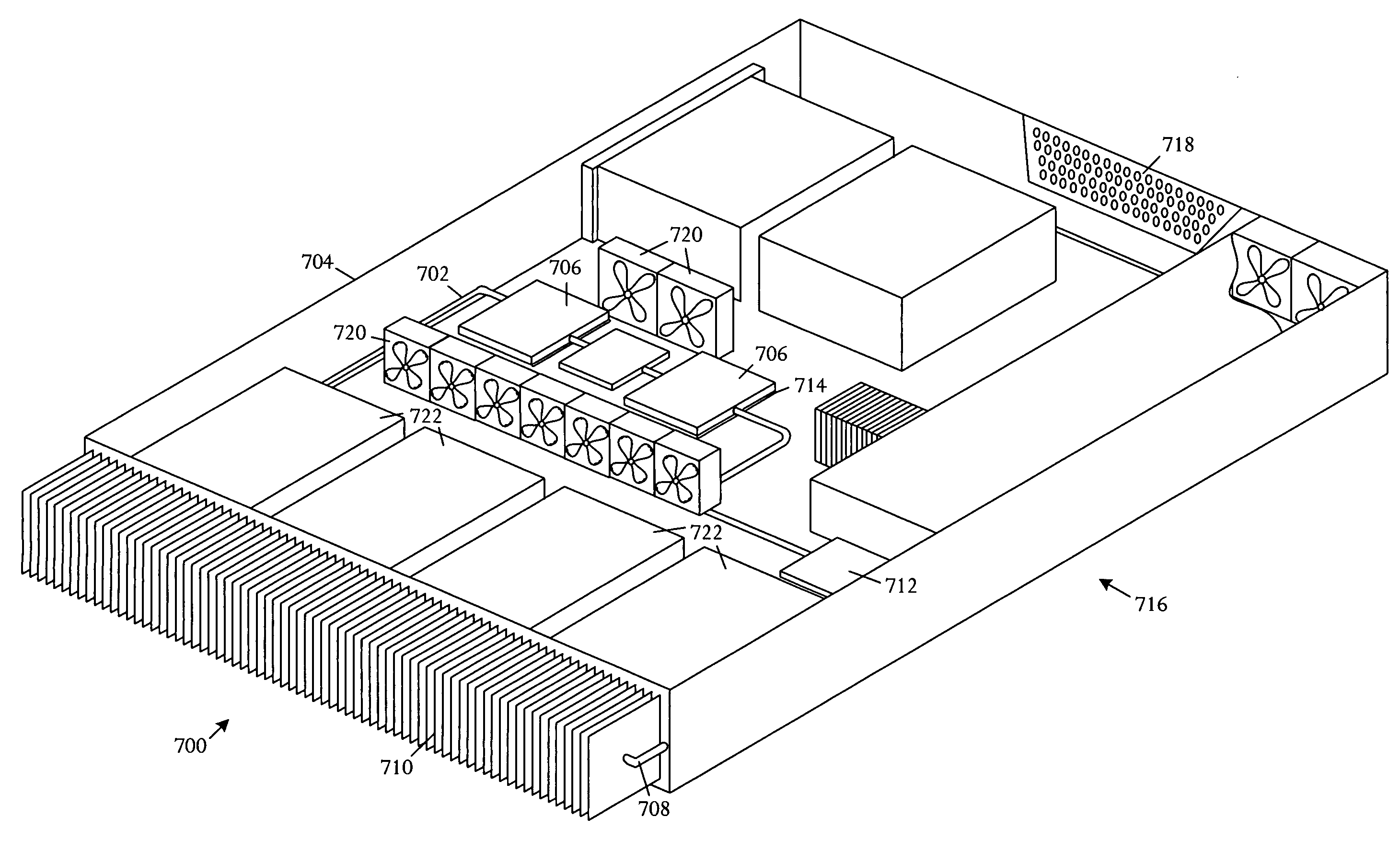 External liquid loop heat exchanger for an electronic system