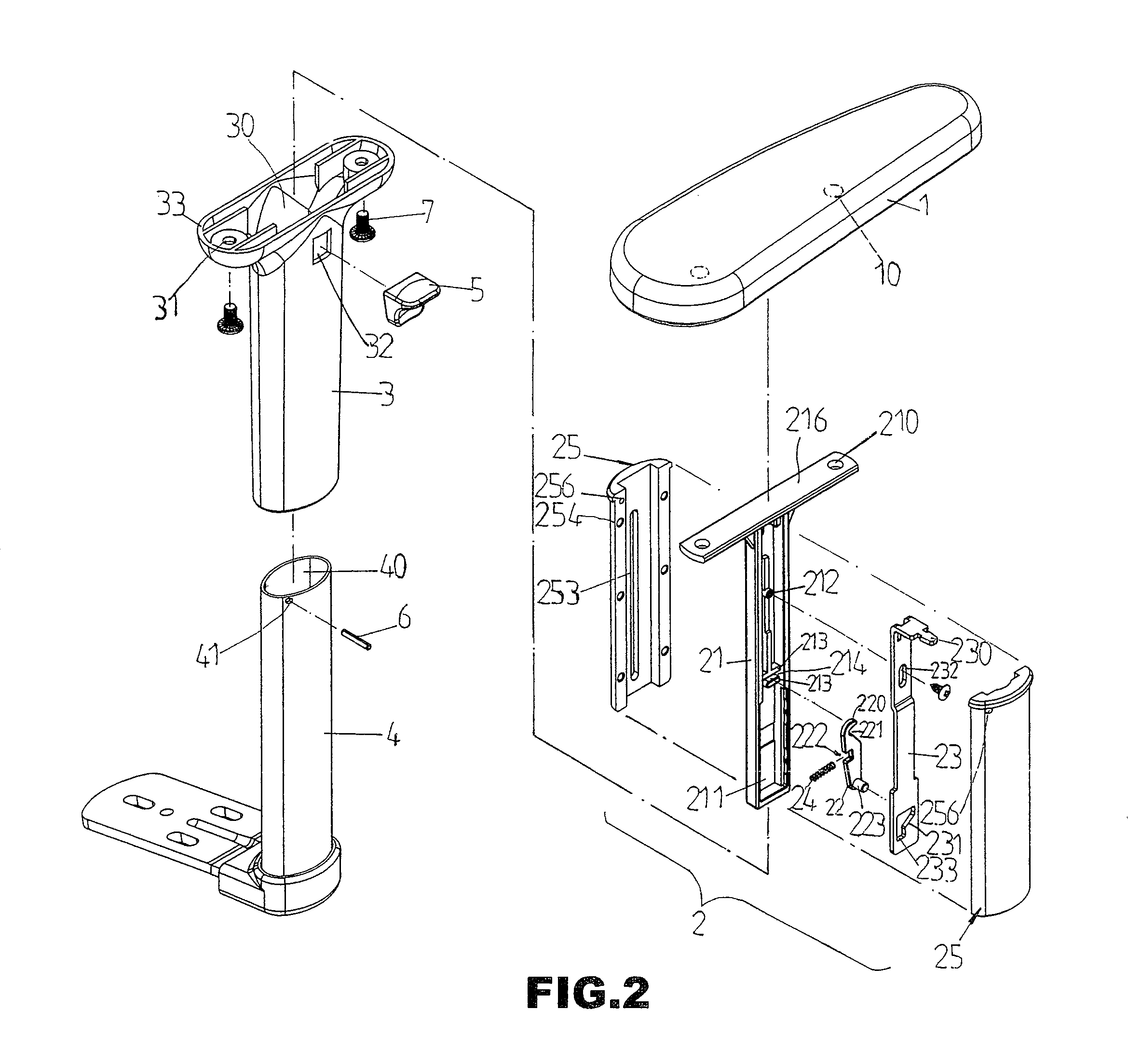 Chair armrest assembly having adjustable height