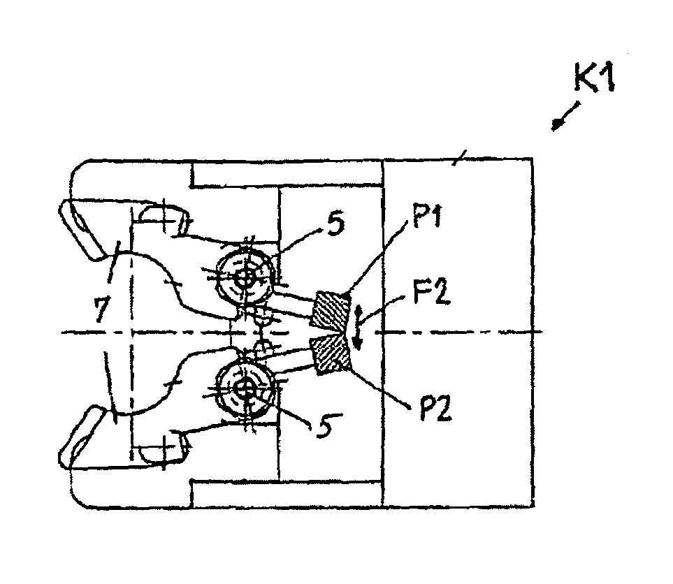 Claw for a container transporting system