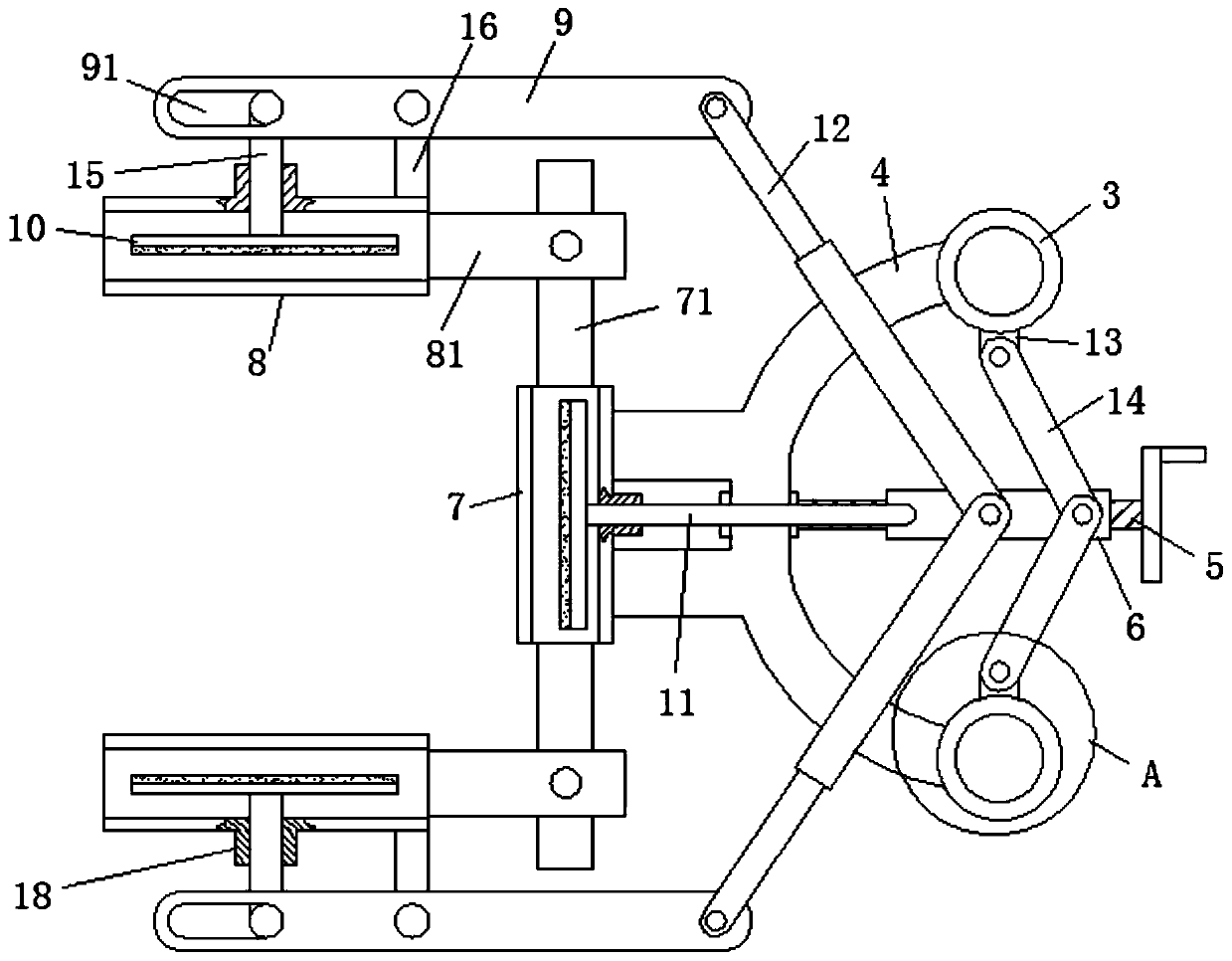 A multi-surface synchronous bonding device for tile laying