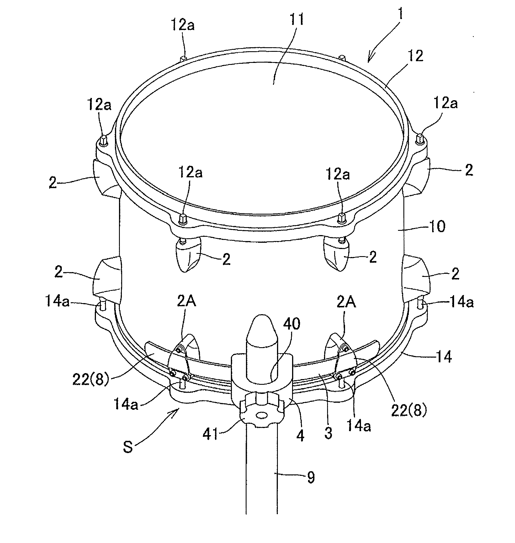 Drum holding structure and drum held by the holding structure