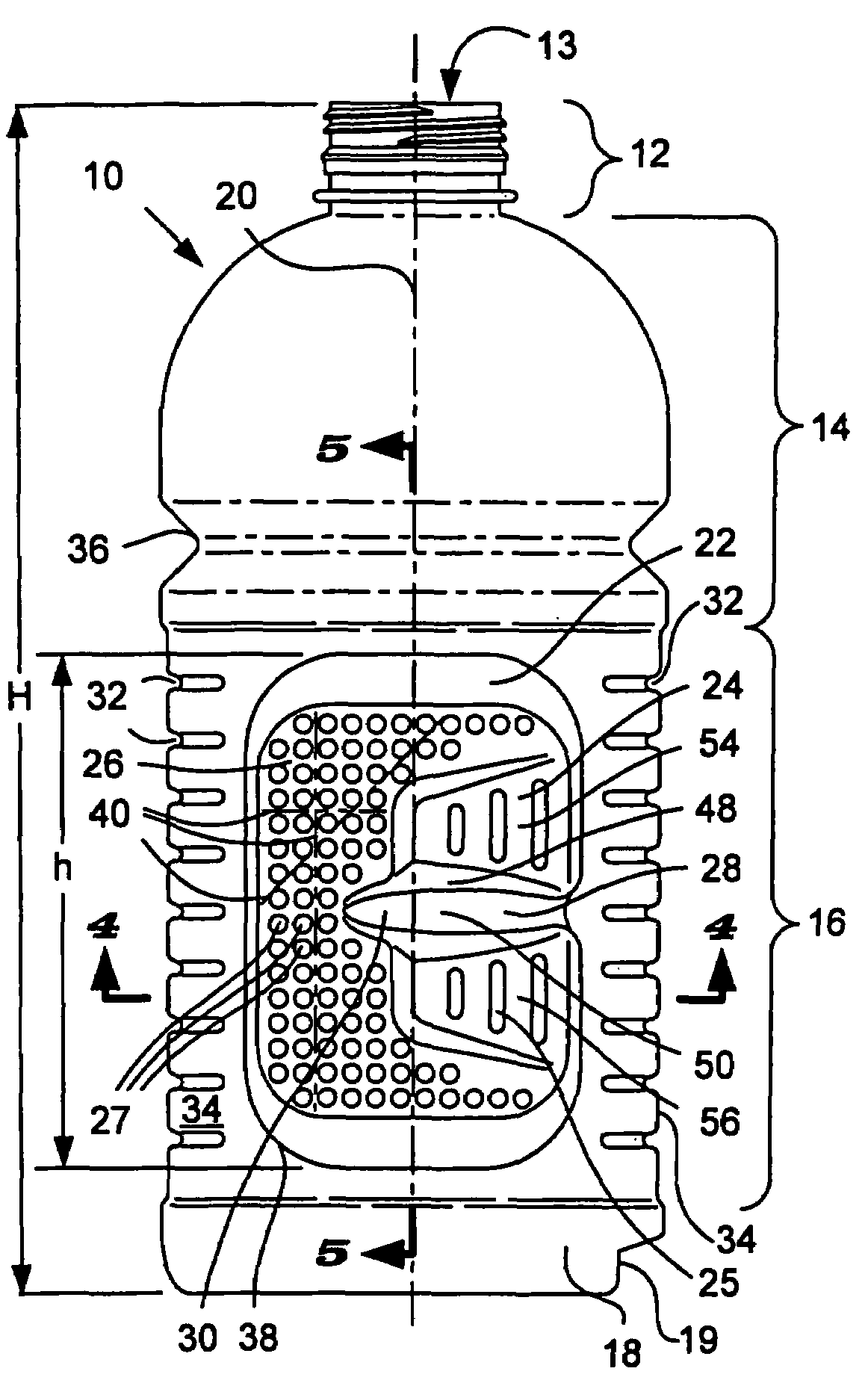 Hot-fillable blow molded container with pinch-grip vacuum panels