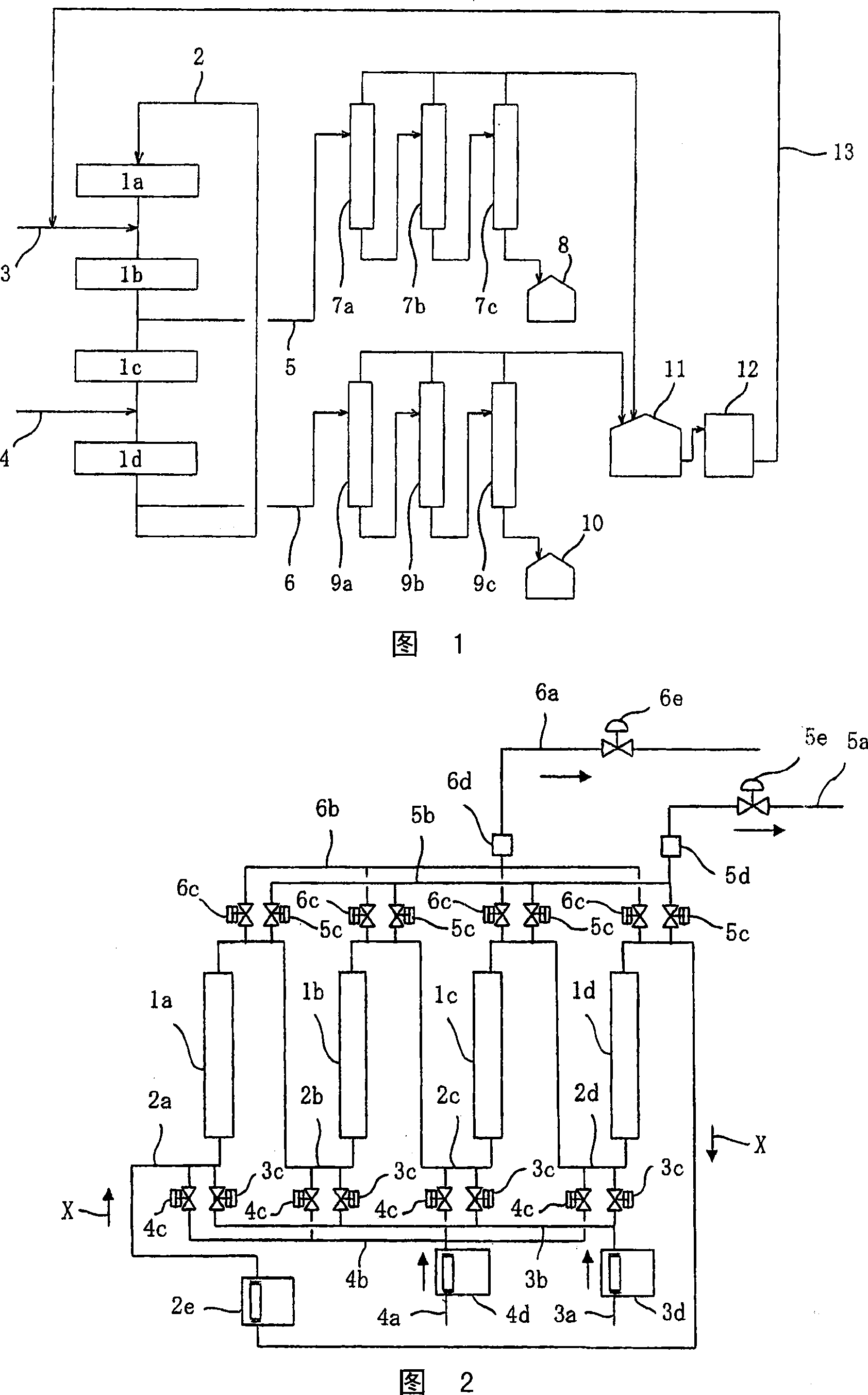 Pseudo moving bed type chromatographic separating device